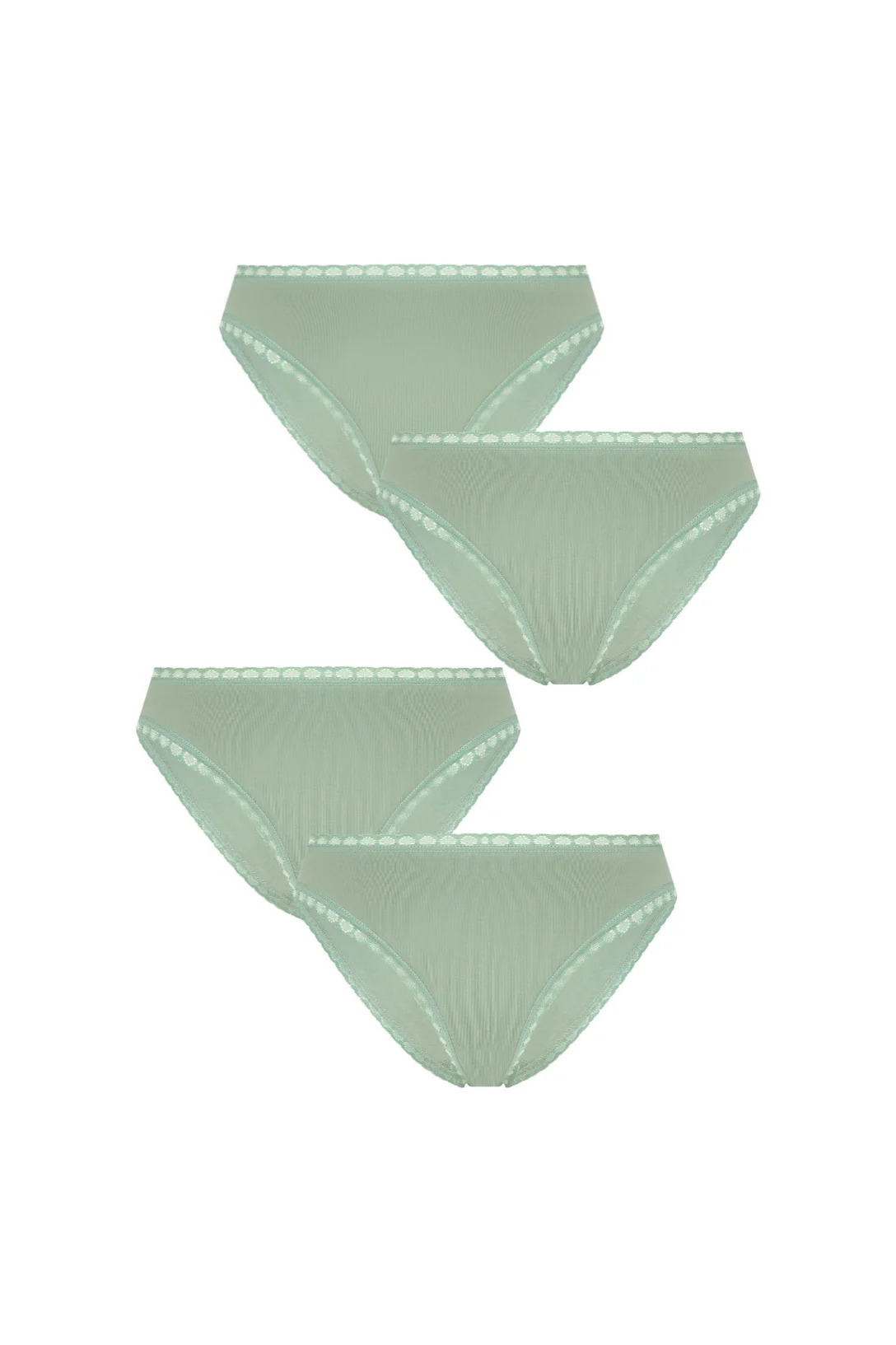 Albero Natur womens vegan Multipack 4x Briefs With Lace Iceberg Green